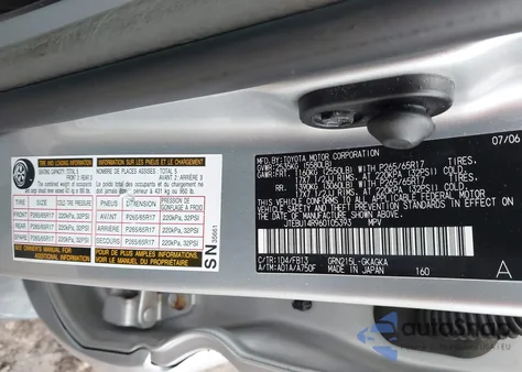 2006 Toyota 4Runner Sr5 Sport V6 z USA, uszkodzony, nr VIN JTEBU14R960105393